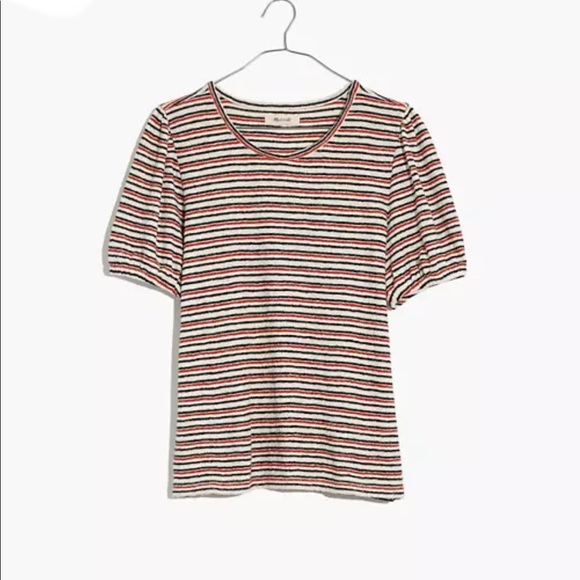 Madewell Tops - Madewell Superlight Jacquard Puff-Sleeve Tee in Stripe